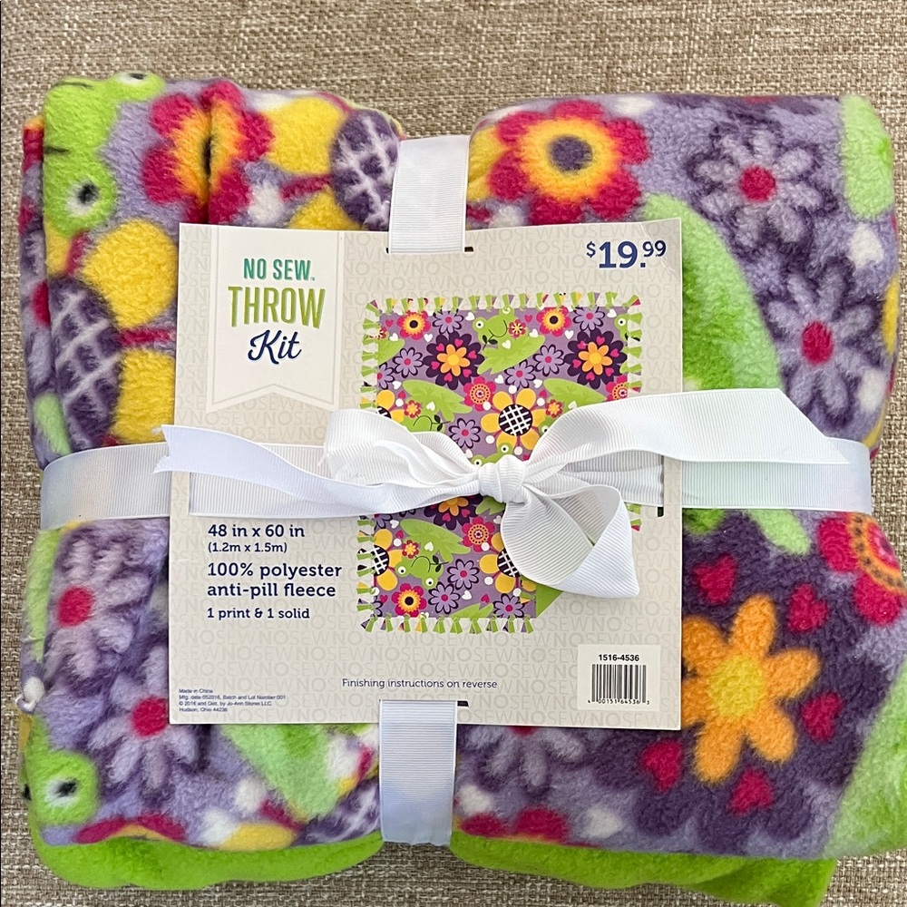 Jo Ann’s Colorful No Sew Throw Kit 48” x 70 “
